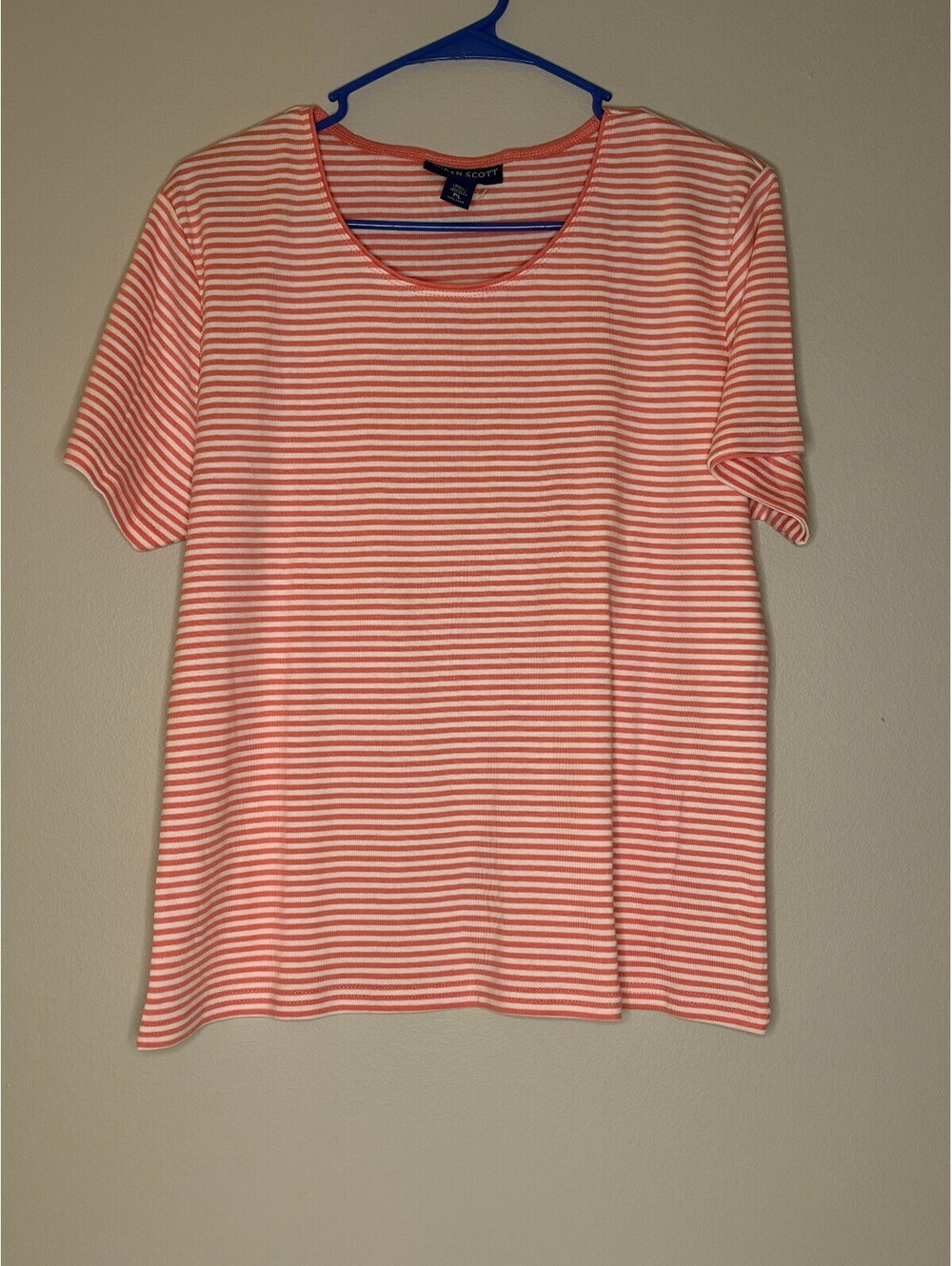 Striped Pink and White Short Sleeve Top Karen Scott